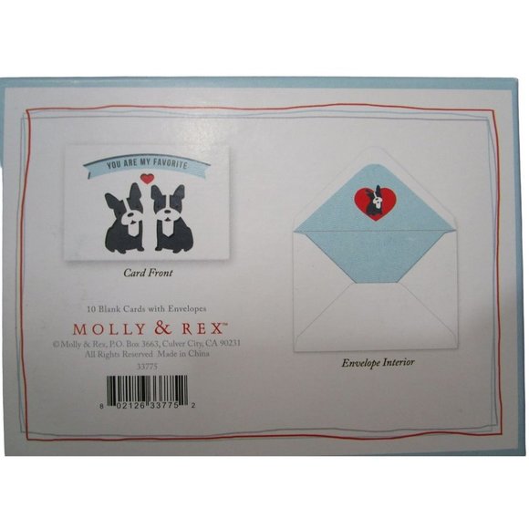 Boston Terrier Cut Out You Are My Favorite Blank Note Cards Molly and Rex New - Picture 3 of 7